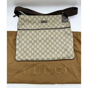 GUCCI Messenger Bag With Dust Bag And Booklet Unisex‎ Brown Beige 14”L x 11.25”W